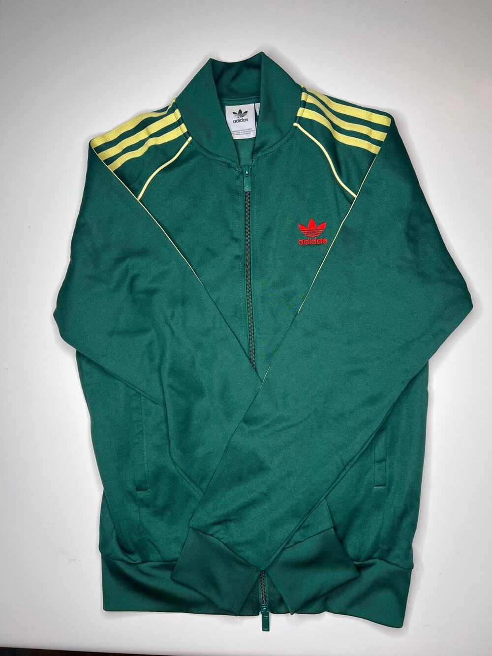 adidas Originals SST TT Track Jacket Green Yellow Full Zip size small mens